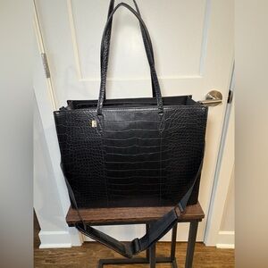 Beis Large Work Tote Black Croc